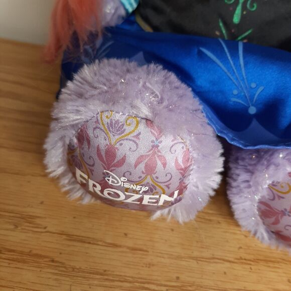 2014 Build A Bear BAB Disney Purple Frozen Anna Bear w/ Dress Cape Wig COMPLETE - Picture 2 of 11
